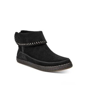 UGG Varney Ankle Suede Booties Womens Size 11 US Black Moccasin Stitching